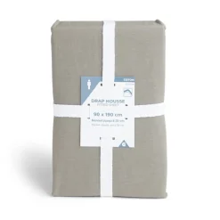 Drap housse 90x190cm 100% coton gris foncé < Gifi Hot
