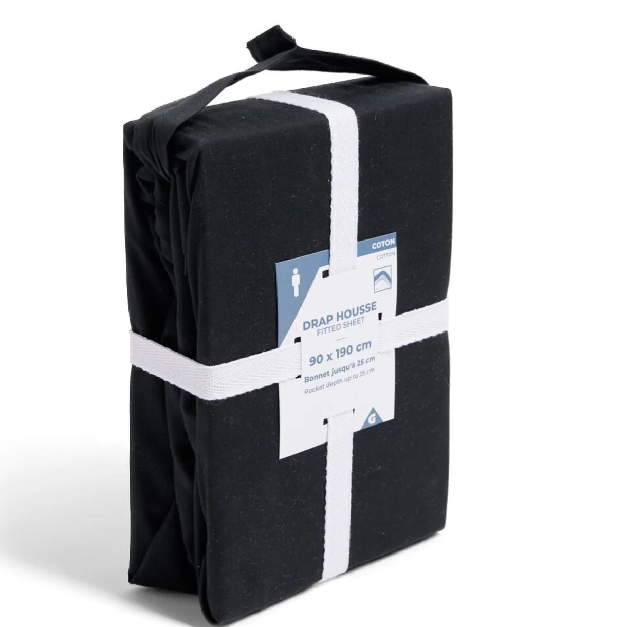 Drap housse 90x190cm 100% coton noir < Gifi Hot