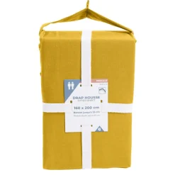 Drap housse 160x200cm 100% coton percale marron foncé