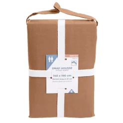 Drap housse 140x190cm 100% coton percale rouge