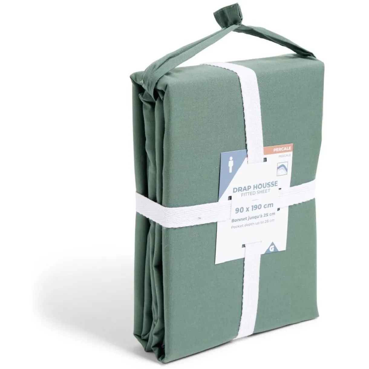 Drap housse 90x190cm 100% coton percale vert < Gifi Outlet
