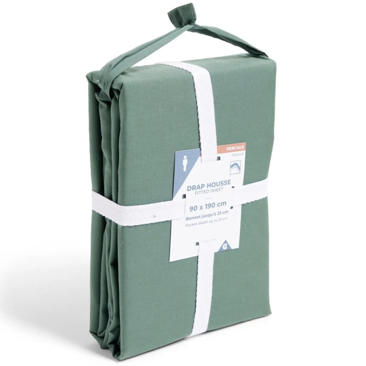 Drap housse 90x190cm 100% coton percale vert < Gifi Outlet