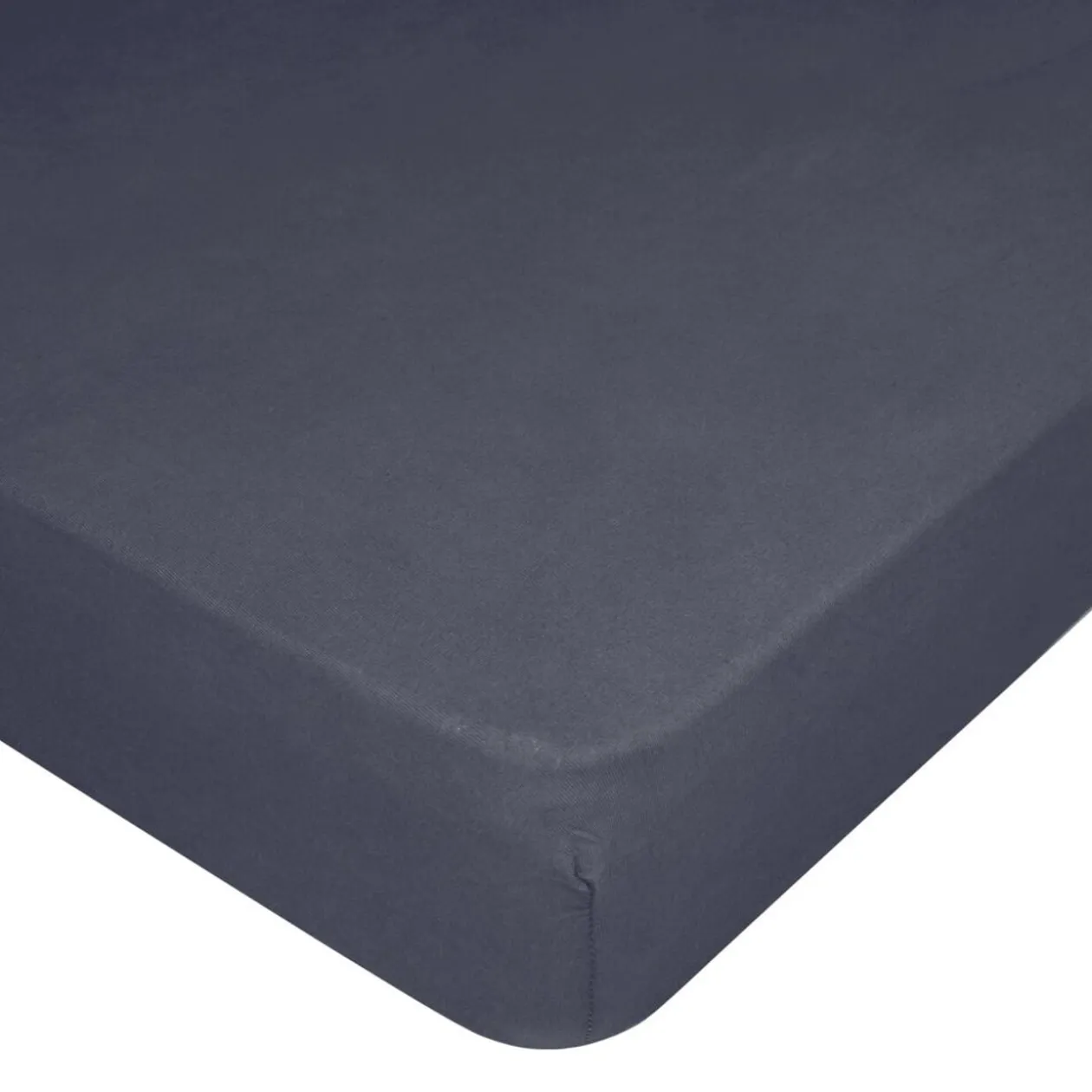 Drap housse 90x200cm coton satin fusain noir