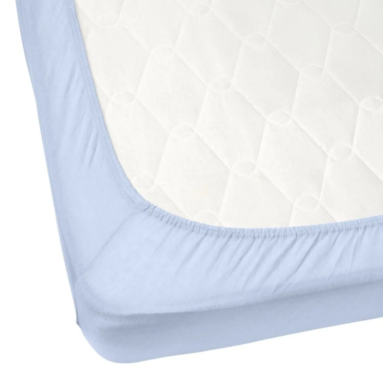 Drap housse 160x200cm 2 personnes polyester uni bleu