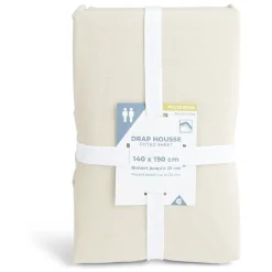 Drap housse 140x200cm polycoton beige < Gifi Discount