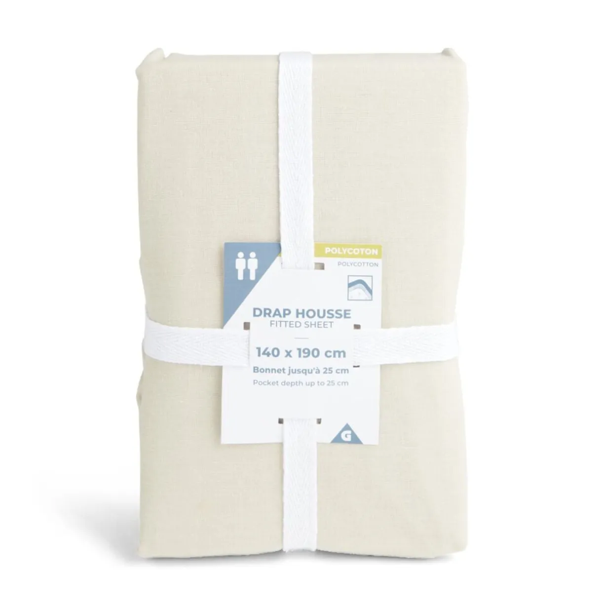 Drap housse 140x200cm polycoton beige < Gifi Discount