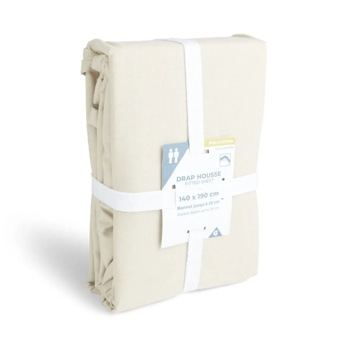Drap housse 140x200cm polycoton beige < Gifi Discount
