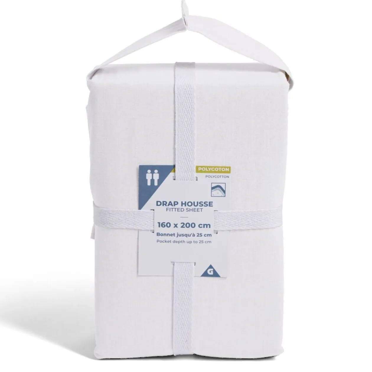 Drap housse 160x200cm polycoton blanc