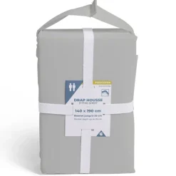 Drap housse 140x190cm polycoton gris < Gifi Outlet