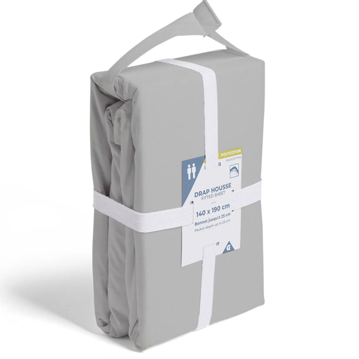 Drap housse 140x190cm polycoton gris < Gifi Outlet