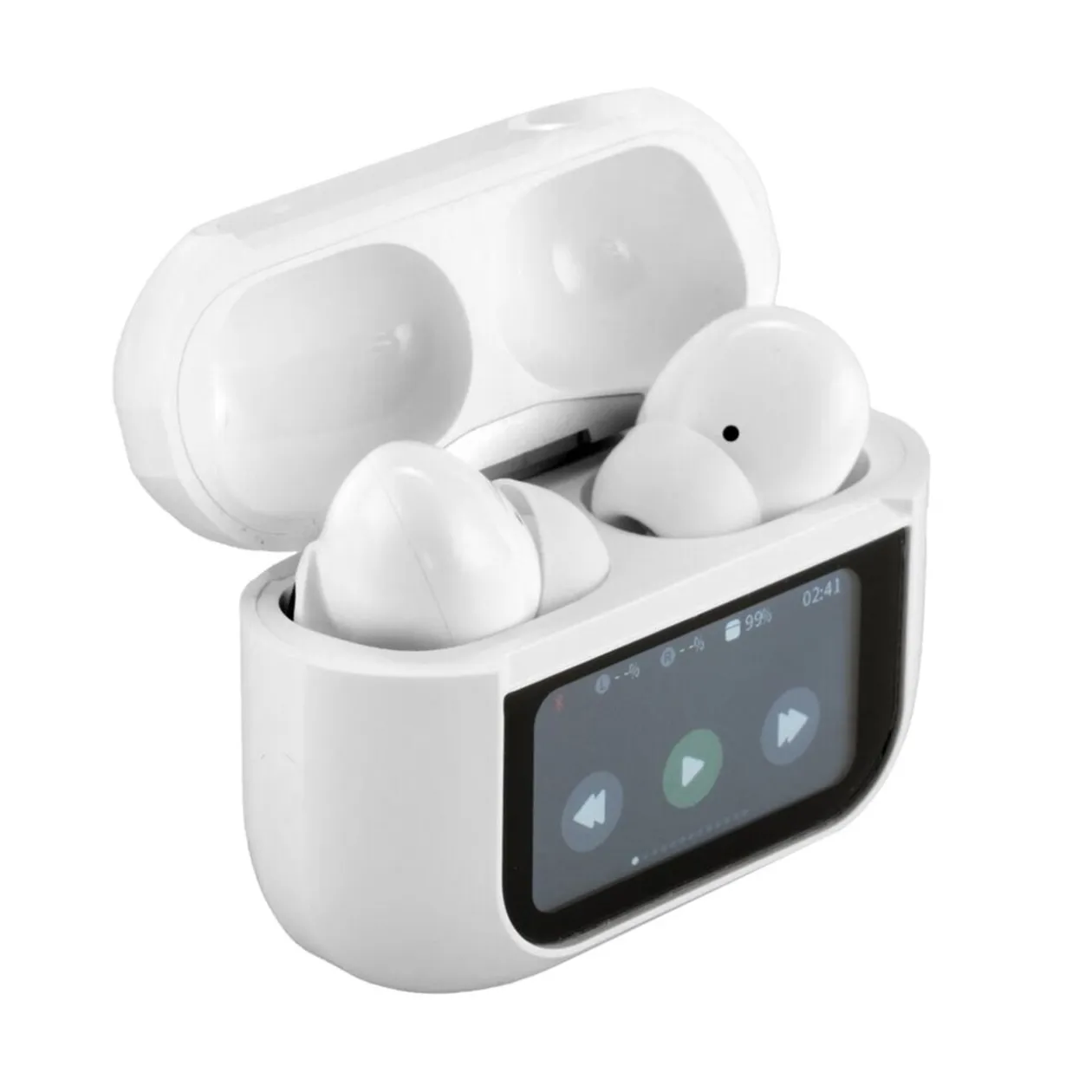 Ecouteurs bluetooth écran tactile blanc 6x2,5xH4,5cm