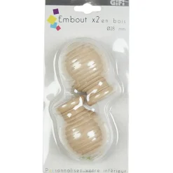 Embout pour tringle à rideaux x2 naturel bois < Gifi Outlet