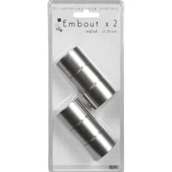 Embout pour tringle à rideaux x2 couleur métal nickel < Gifi New
