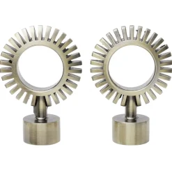 Embout tringle à rideau Ø20mm aluminium brossé x2 forme engrenage < Gifi