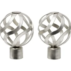 Embout tringle à rideau Ø20mm boule ajourée aluminium brossé x2