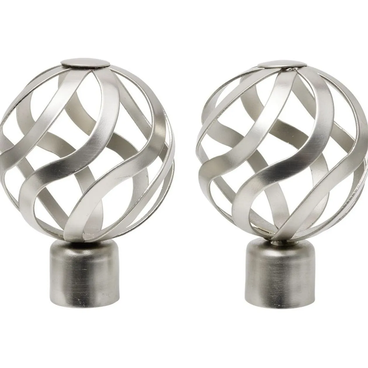 Embout tringle à rideau Ø20mm boule ajourée aluminium brossé x2