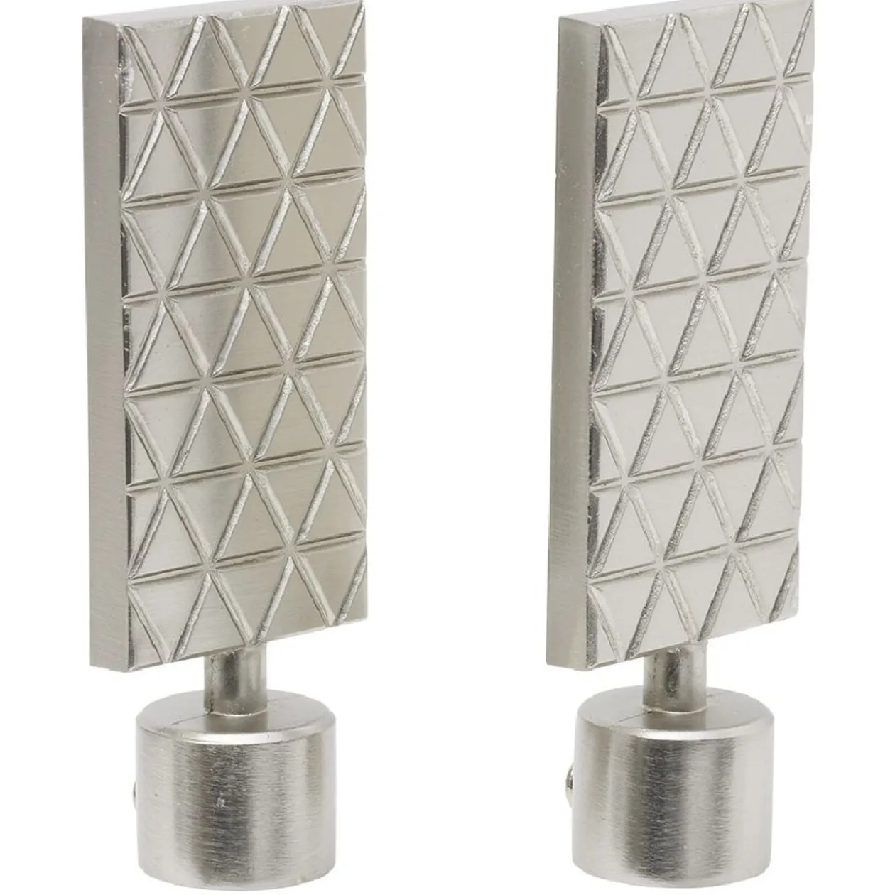 Embout tringle à rideau Ø20mm gravure géométrique aluminium brossé x2