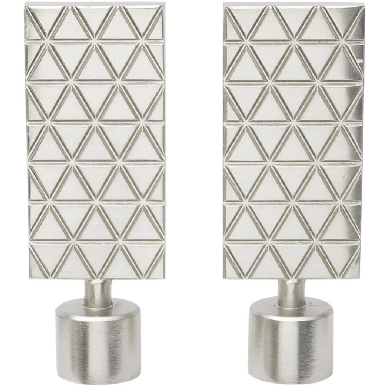 Embout tringle à rideau Ø20mm gravure géométrique aluminium brossé x2