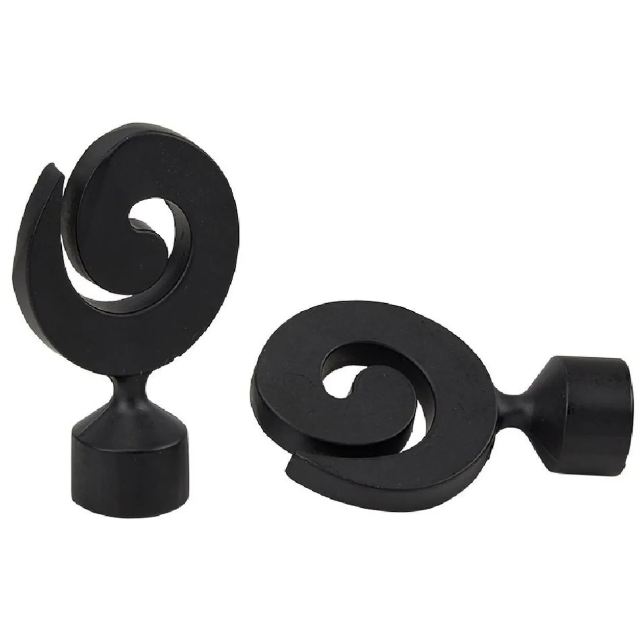 Embout tringle à rideau Ø20mm métal forme spirale noir mat x2