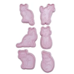 Emporte-pièce x6 forme chat plastique rose