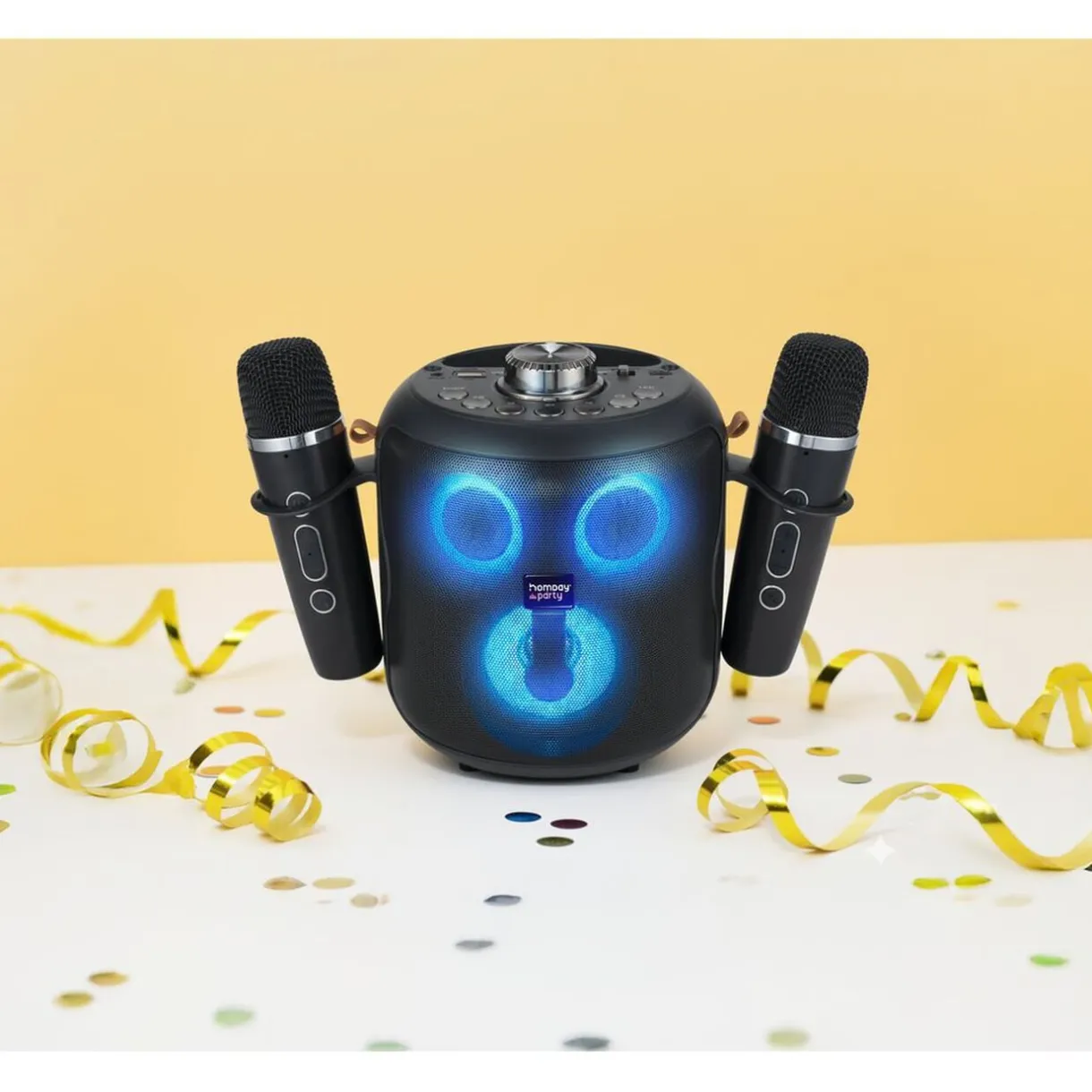 Enceinte karaoké bluetooth avec micro x2 lumineuse Homday H149cm 15W < Gifi Clearance