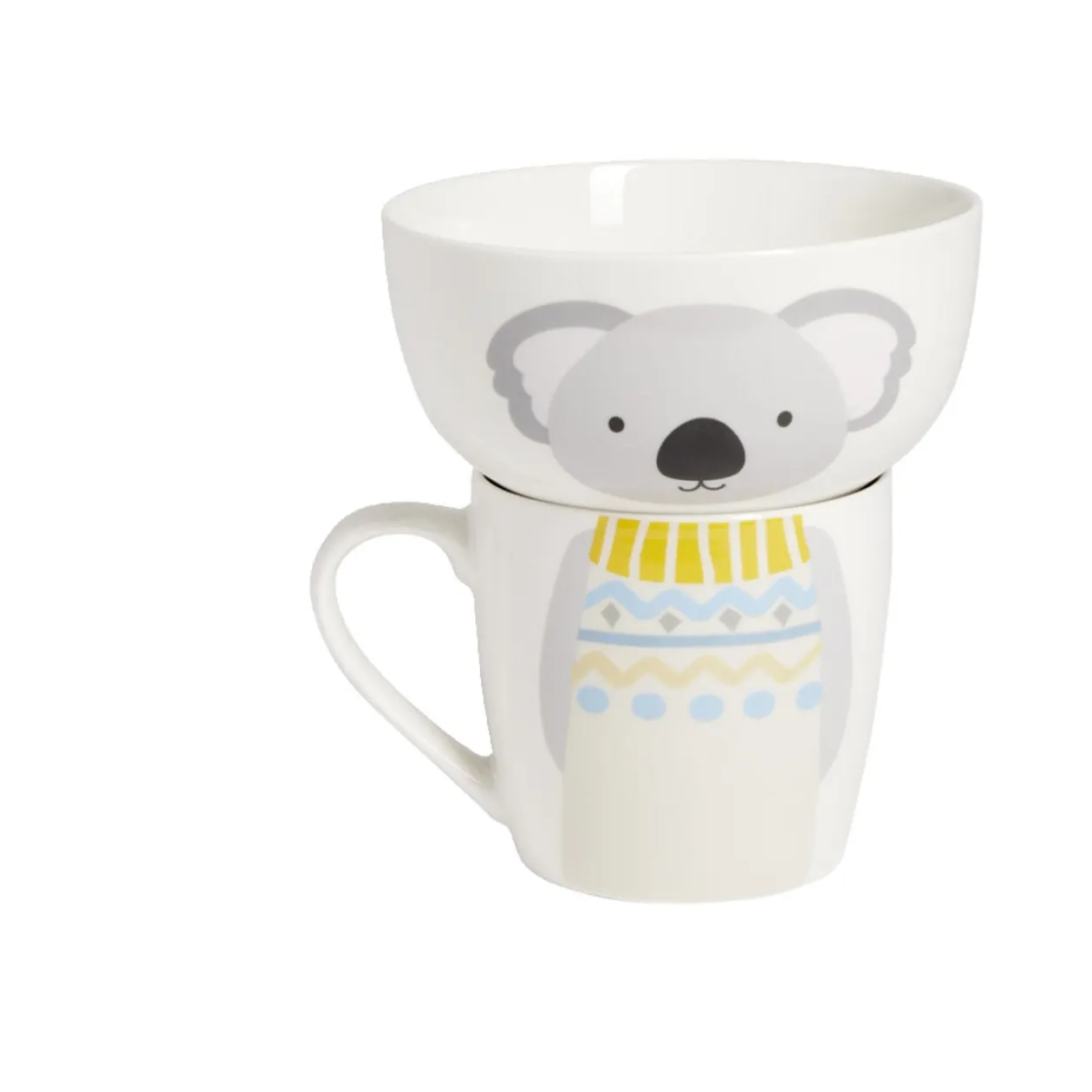 Ensemble bol et mug en porcelaine motif enfant motif koala H15cm