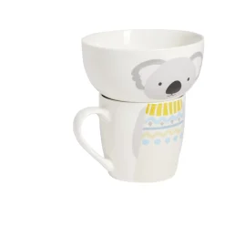 Ensemble bol et mug en porcelaine motif enfant motif koala H15cm