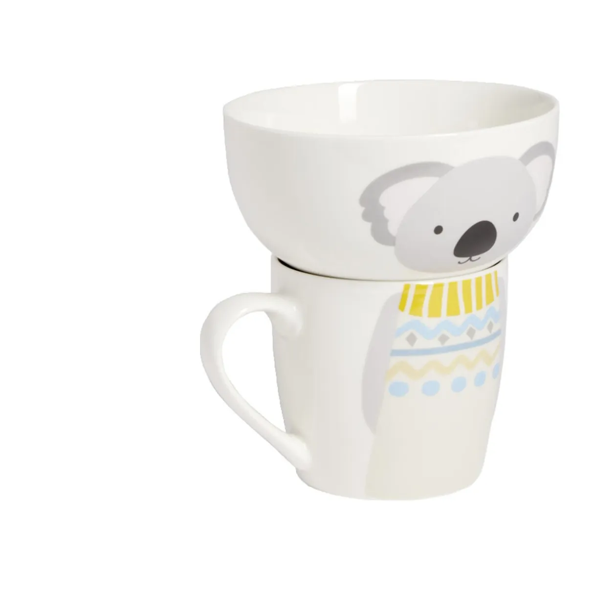 Ensemble bol et mug en porcelaine motif enfant motif koala H15cm