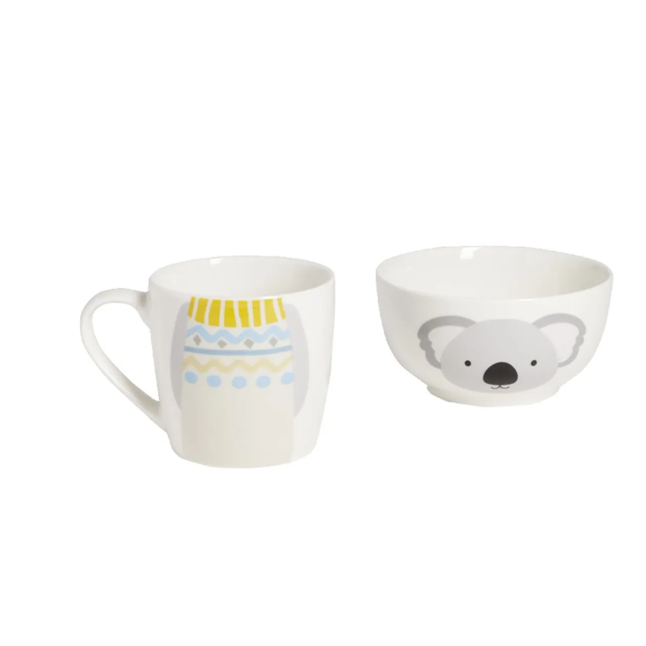 Ensemble bol et mug en porcelaine motif enfant motif koala H15cm