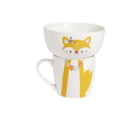 Ensemble bol et mug en porcelaine motif enfant motif renard H15cm < Gifi Best