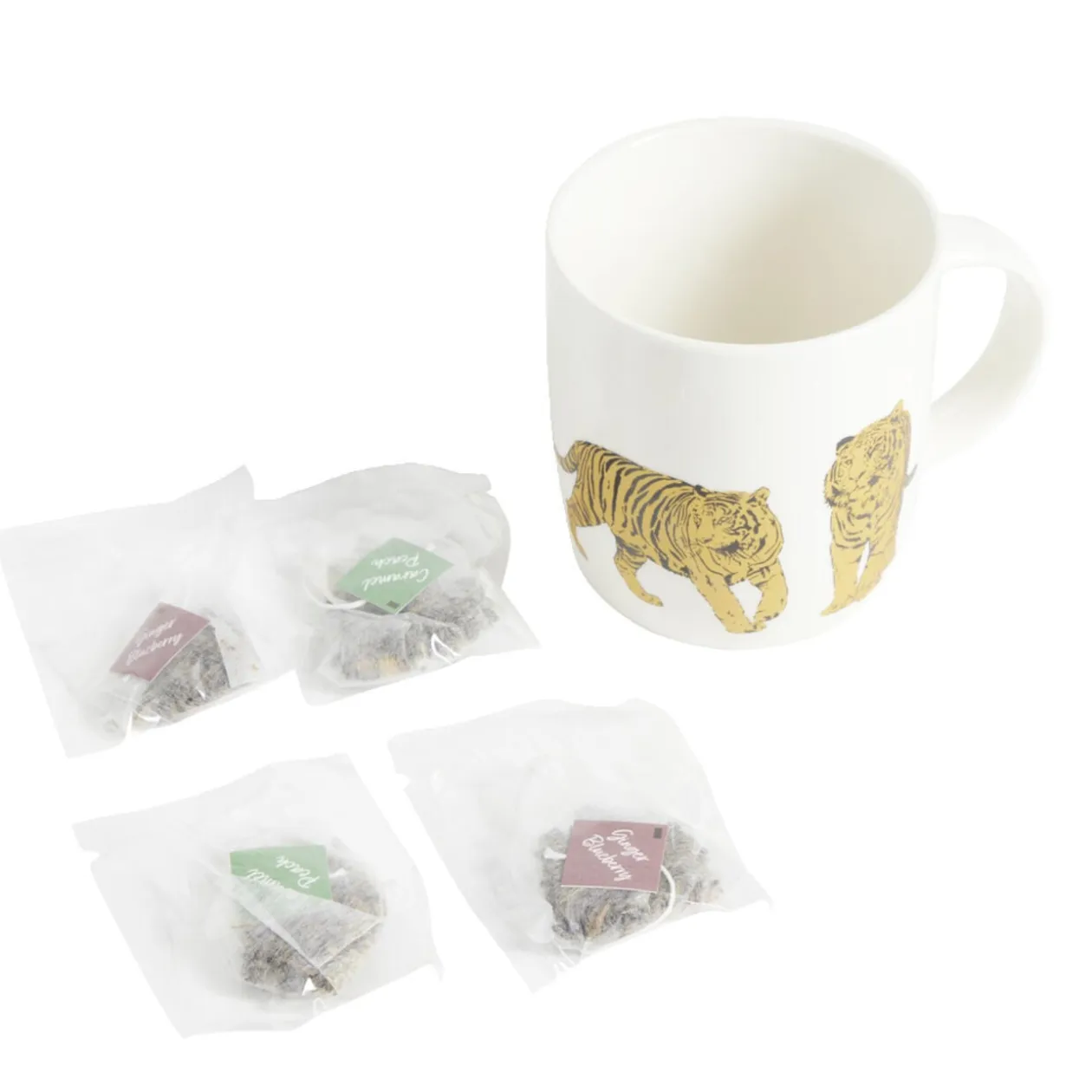 Ensemble mug en faïence avec 4 sachets de thé