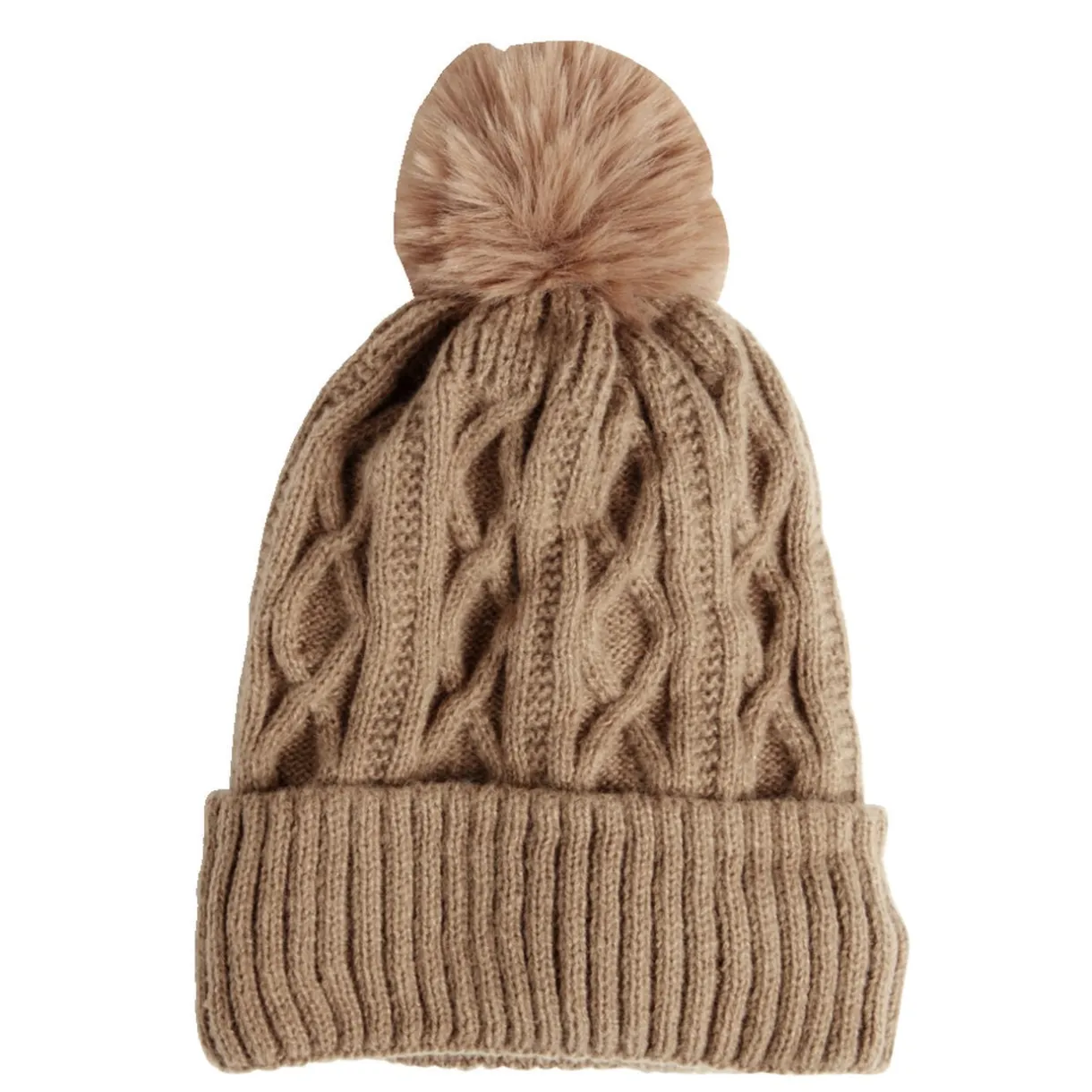 Ensemble mug 450ml faïence avec bonnet à pompon marron < Gifi Discount