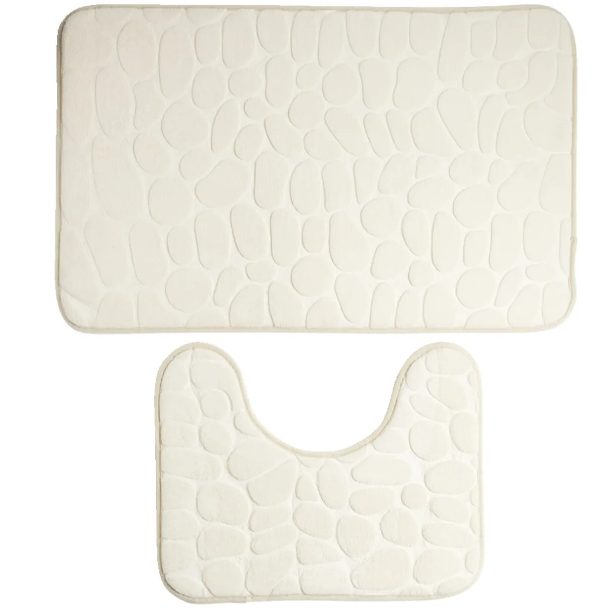 Ensemble tapis de bain et contour WC à mémoire de forme beige ou gris < Gifi Outlet