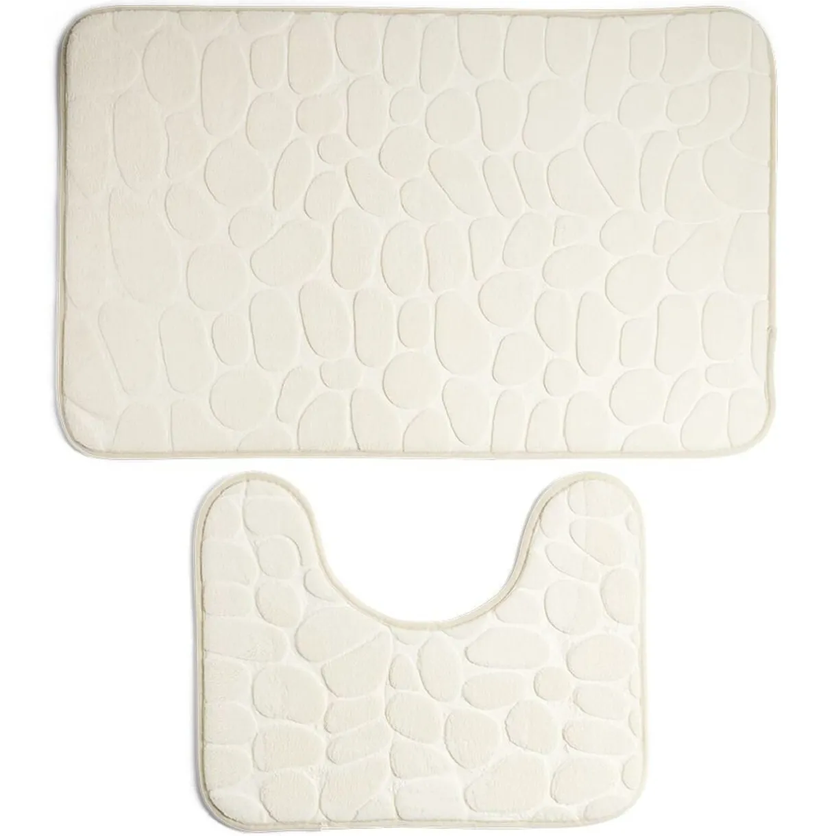 Ensemble tapis de bain et contour WC à mémoire de forme beige ou gris < Gifi Outlet