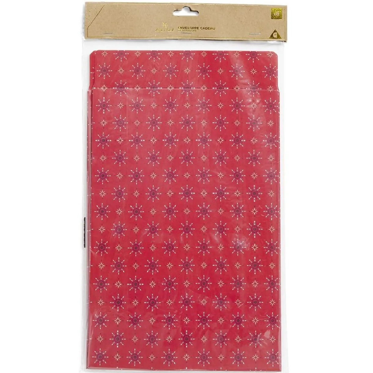 Enveloppe cadeau papier Noël traditionnel rouge x6 - 20x8xH28cm < Gifi New