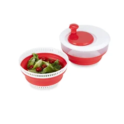 Essoreuse pliable rétractable plastique rouge et blanc Ø24,5xH19cm