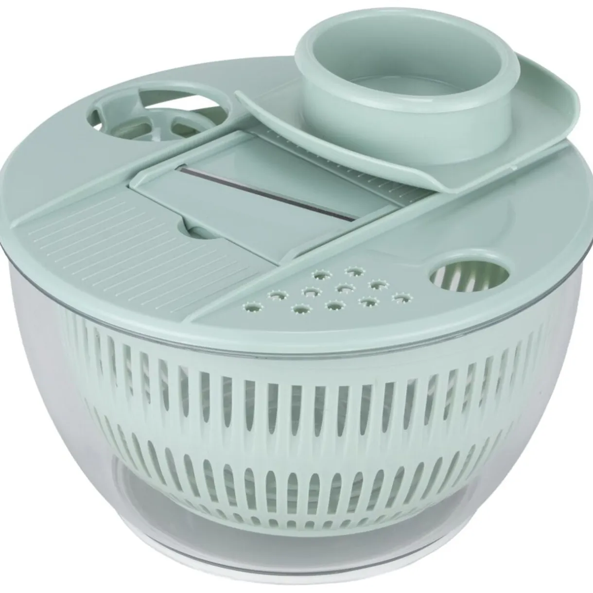 Essoreuse à salade et mandoline 2en1 plastique bleu 7 pièces Ø22,5xH13cm < Gifi Clearance