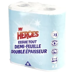 Essuie tout demi-feuille double épaisseur x 2