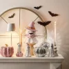 Fantôme Halloween décoratif sorcier mignon résine blanc et rose pastel Ø17xH25cm