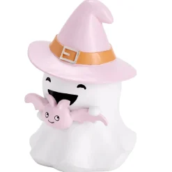 Fantôme Halloween décoratif sorcier mignon résine blanc et rose pastel Ø17xH25cm