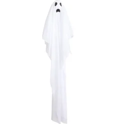 Fantôme Halloween à suspendre LED animé et lumineux polyester blanc Ø9xH80cm