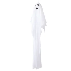 Fantôme Halloween à suspendre LED animé et lumineux polyester blanc Ø9xH80cm