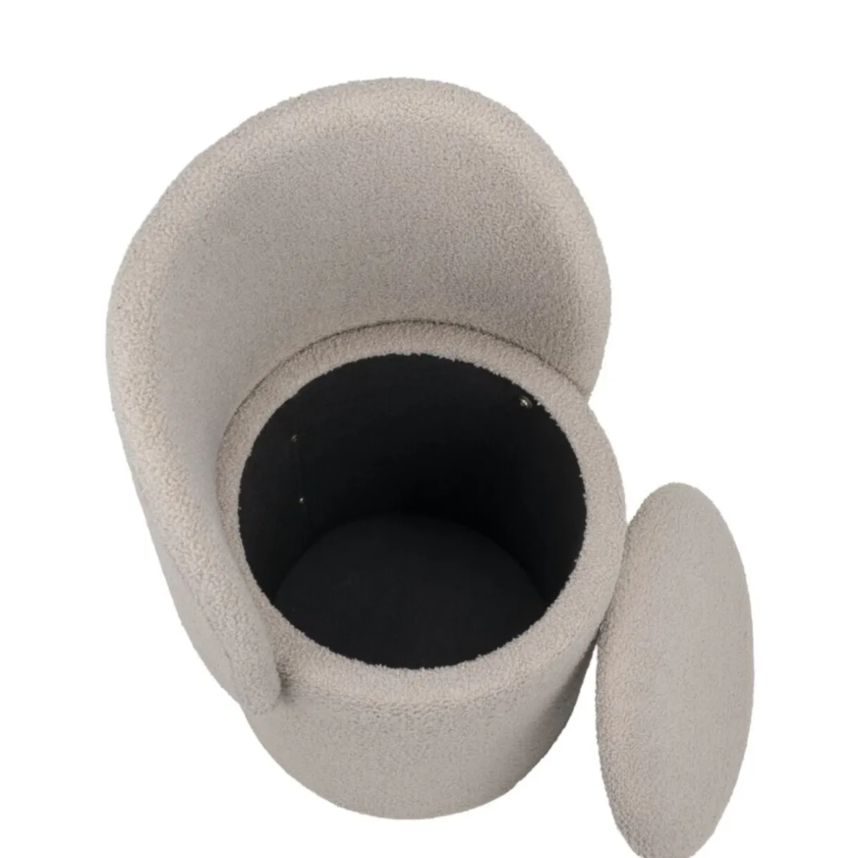 Fauteuil coffre rond amovible Clara tissu bouclette beige 48,5x45xH75cm < Gifi Clearance