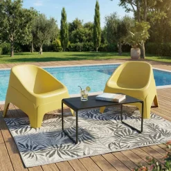 Fauteuil de jardin Néo monobloc plastique jaune ocre 79,5x76,5xH57,5cm