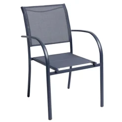 Fauteuil de jardin Oslow métal et textilène gris 63xH86x56cm