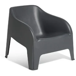 Fauteuil de jardin plastique Gary gris anthracite 80x77xH70cm
