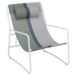 Fauteuil de jardin relax acier et textilène vert et blanc Oslow 83xH86x65cm < Gifi Sale