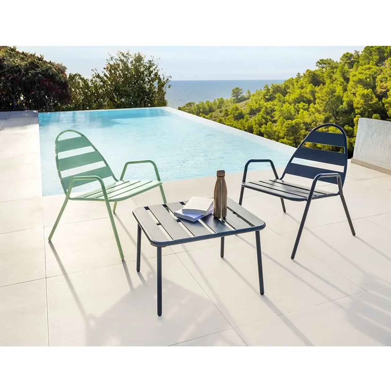 Fauteuil d'extérieur Fun acier gris ardoise 68x71xH76cm