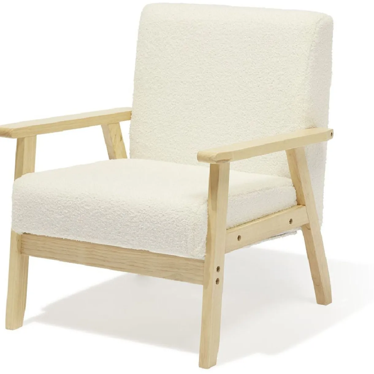 Fauteuil Joséphine curly effet laine bouclée blanc - L64xP70xH76 cm < Gifi Clearance