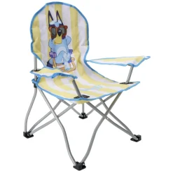 Fauteuil pêcheur enfant pliable Bluey métal et polyester jaune 59x39xH62cm